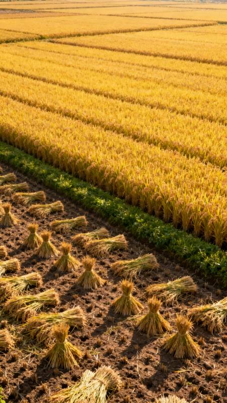 金秋稻田丰收景图片