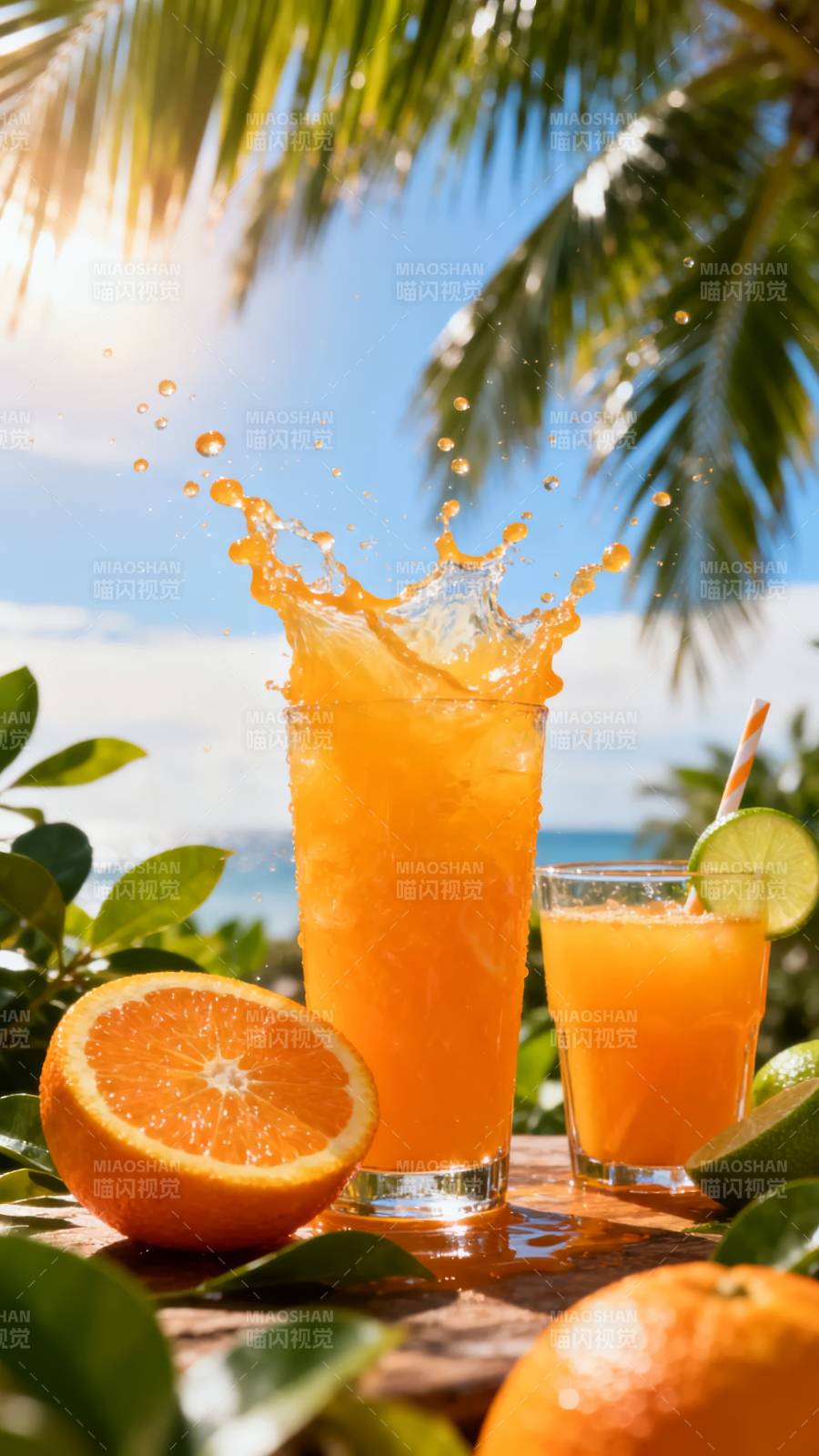 橙汁飞溅 热带风情图片