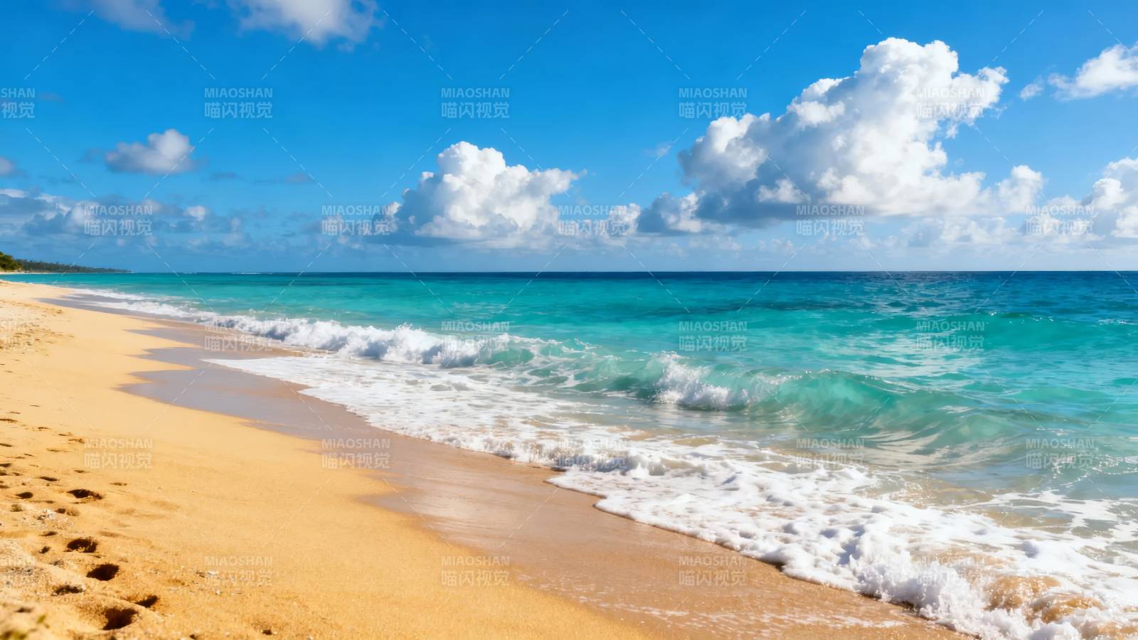 碧海蓝天沙滩美景图片