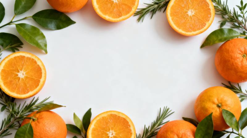 橙香绿叶围边框图片