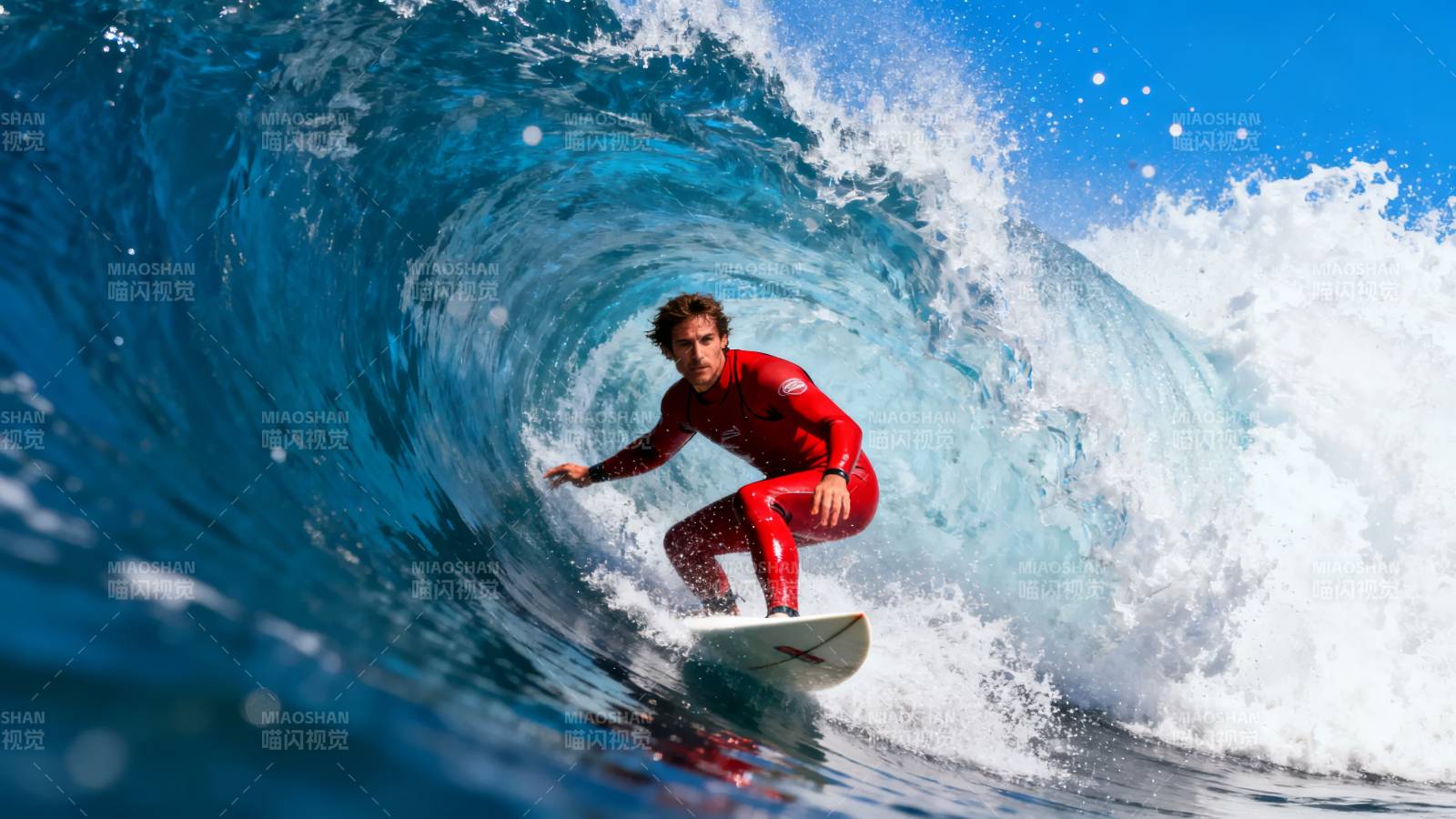 浪中疾驰的冲浪者图片