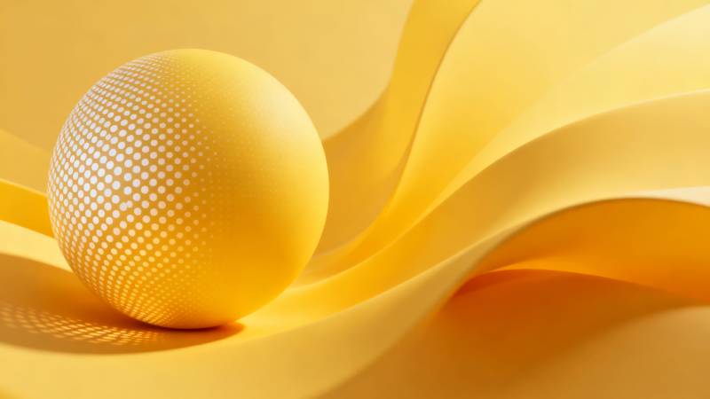 金色球体与波浪图片