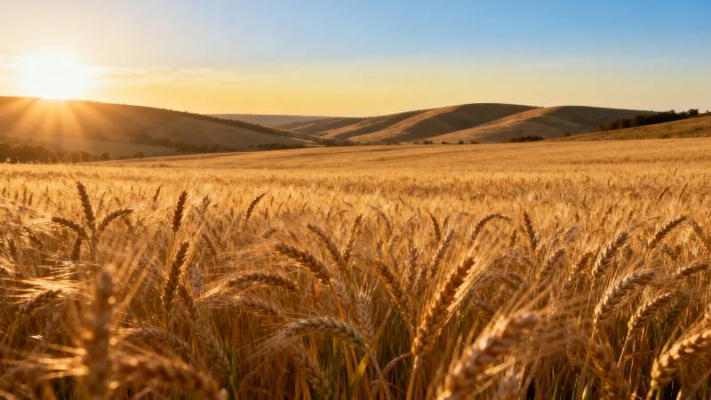 金色麦田日出图片