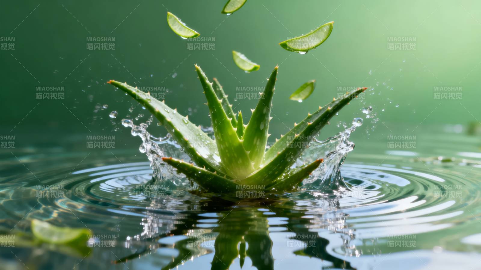 芦荟入水溅起涟漪图片