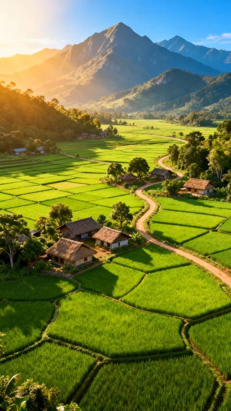 田园风光 山间晨曦图片