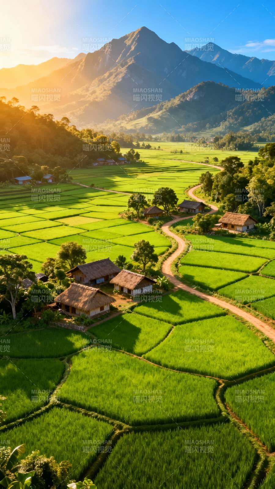 田园风光 山间晨曦图片