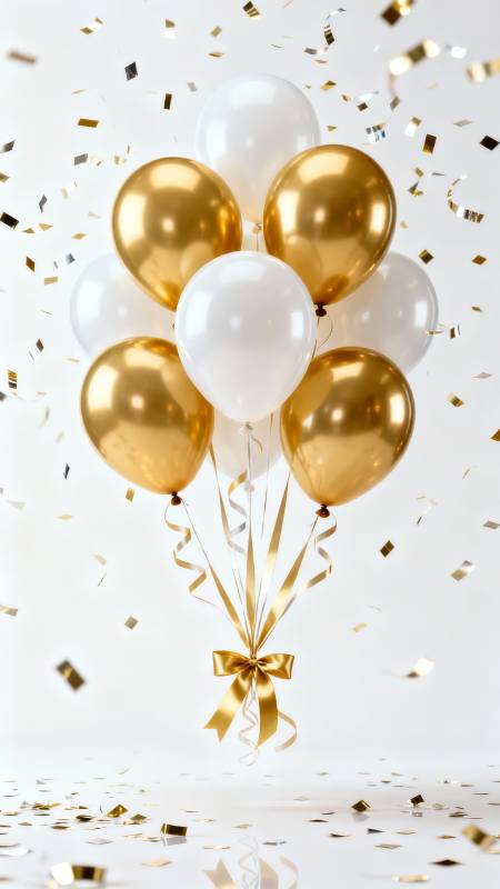 金色气球庆贺时刻图片