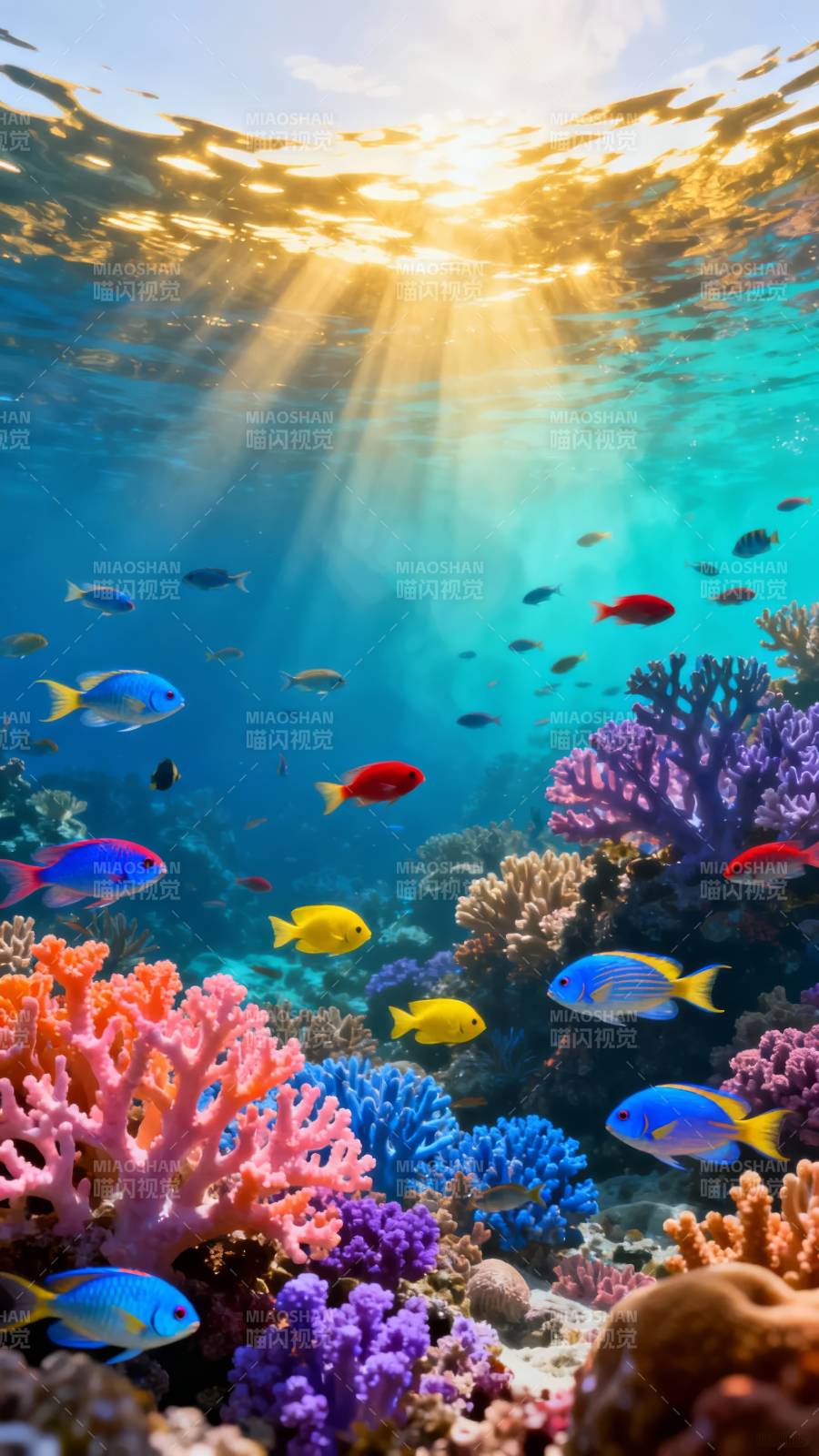 海底彩虹世界图片