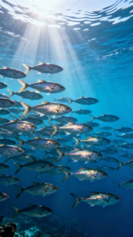 鱼群逐光游图片