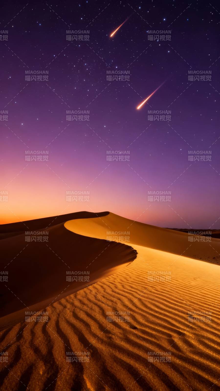 沙漠星雨夜景图片