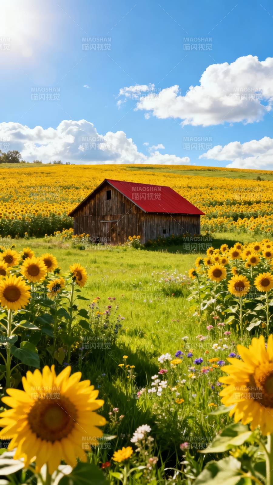 向日葵田小屋图片