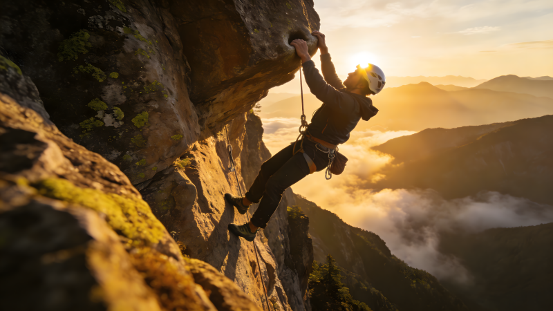 攀岩者挑战绝壁图片