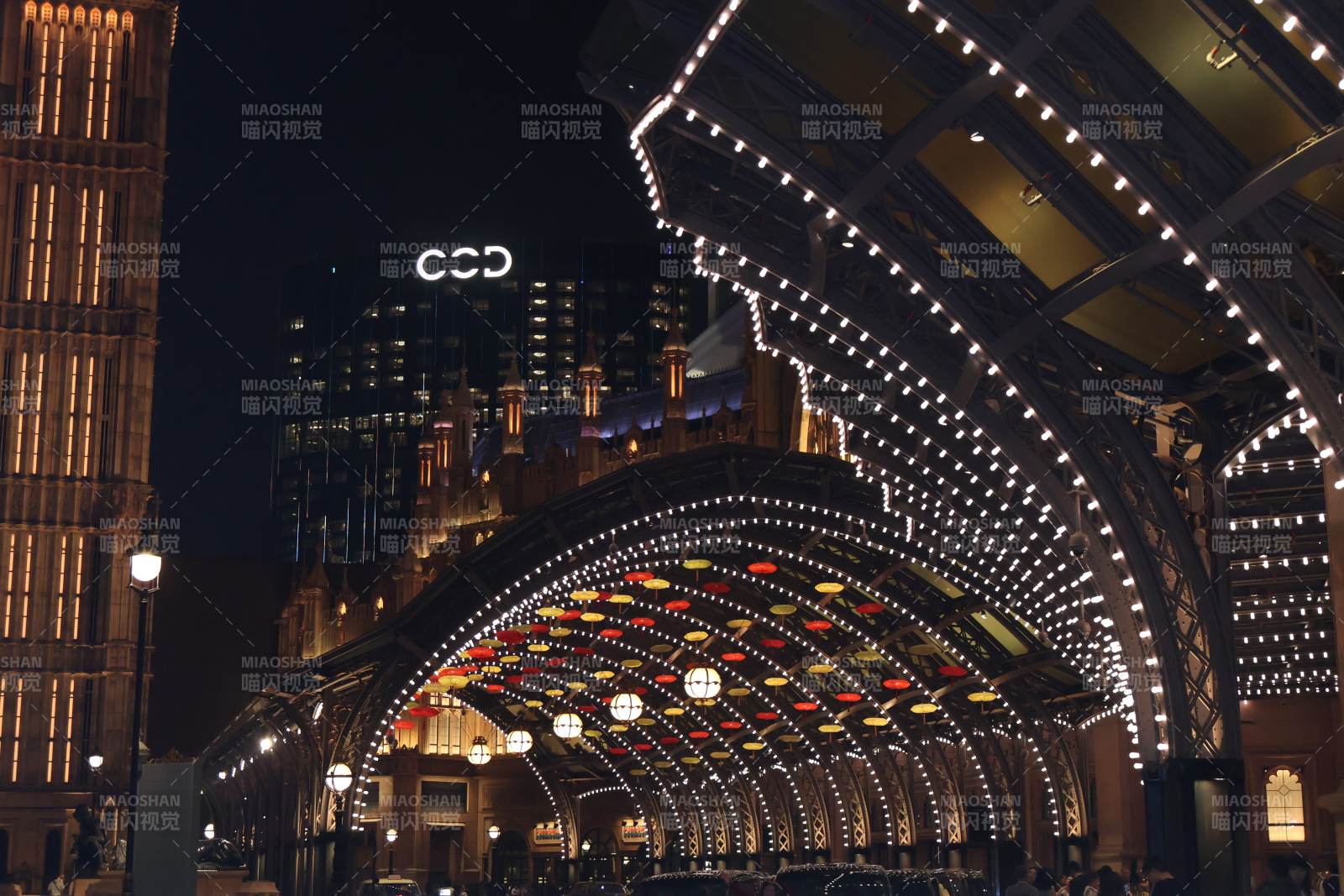夜幕下的澳门伦敦人城市拱廊图片
