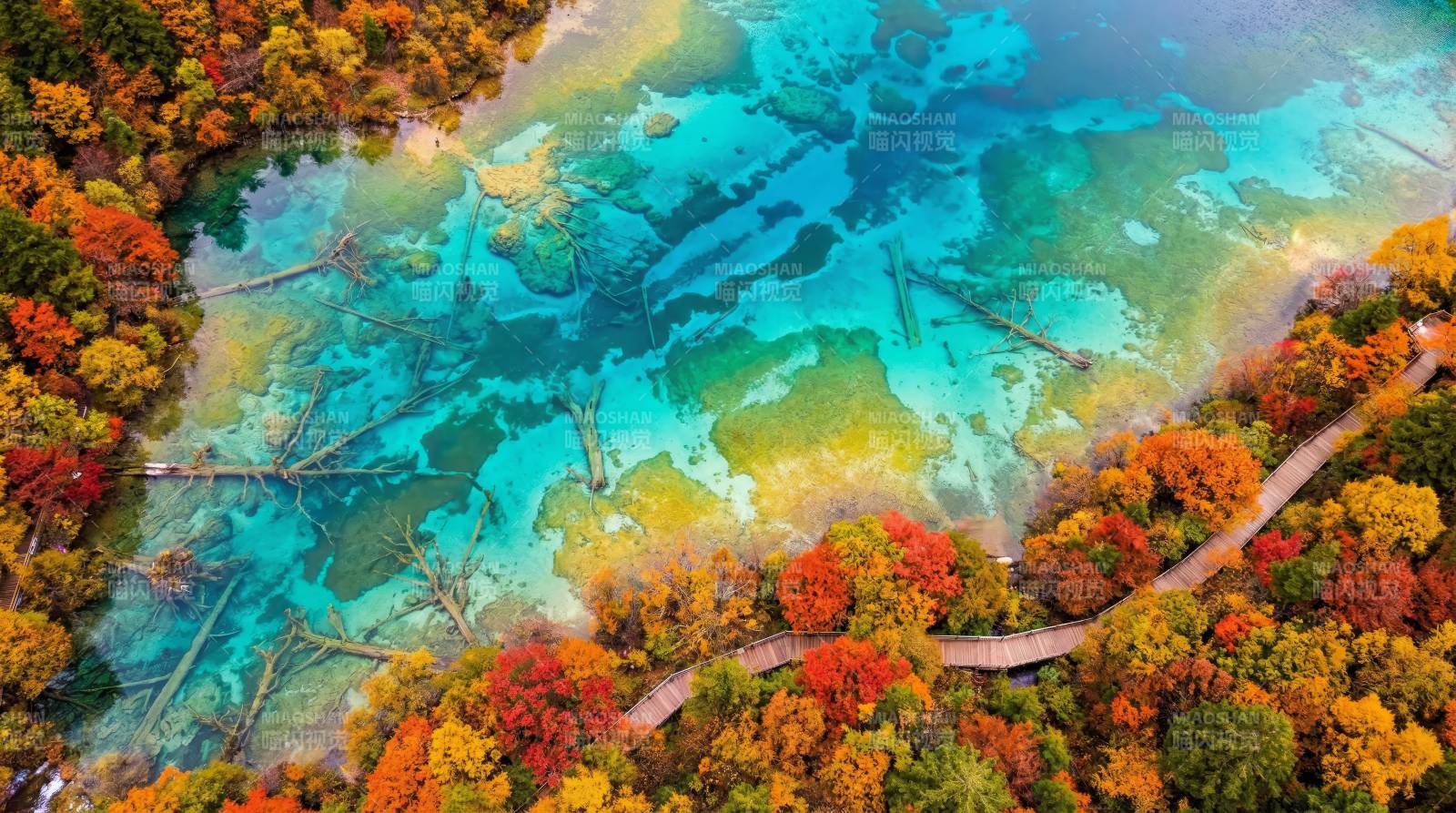 秋色湖光美如画图片