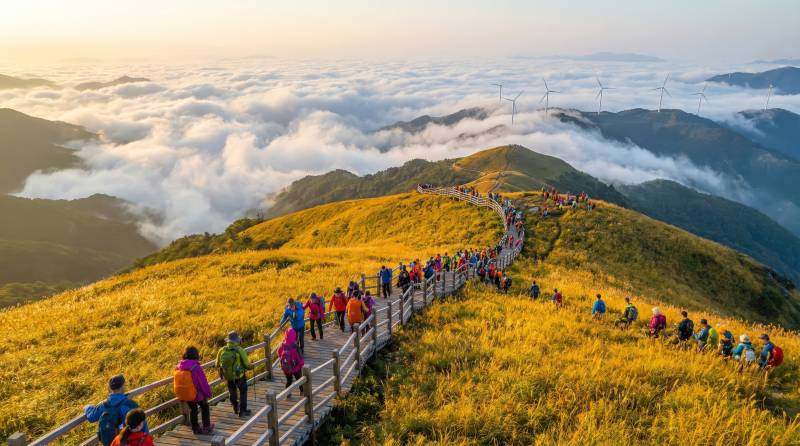 云海之上行山径图片