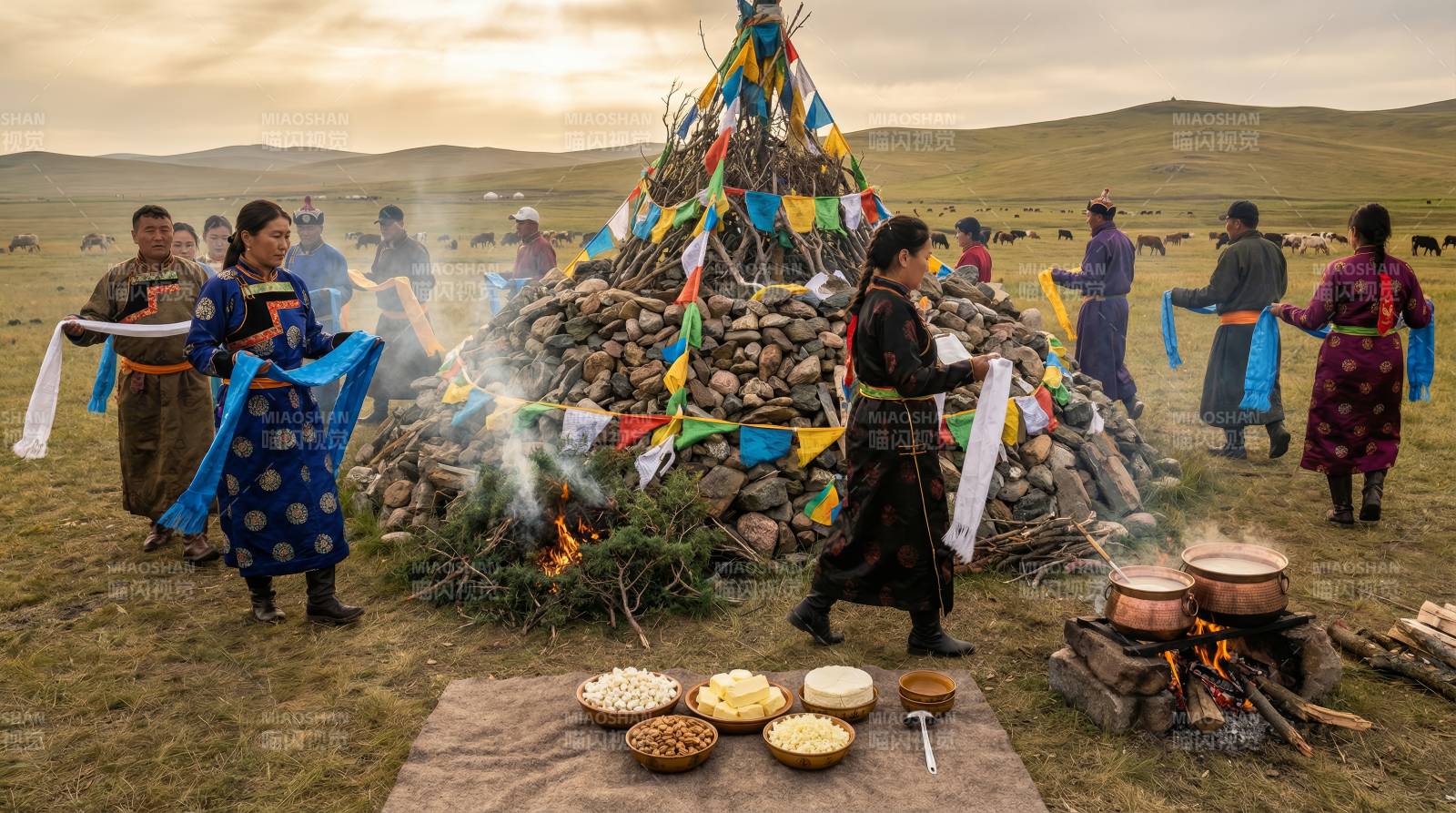 草原祭火仪式图片