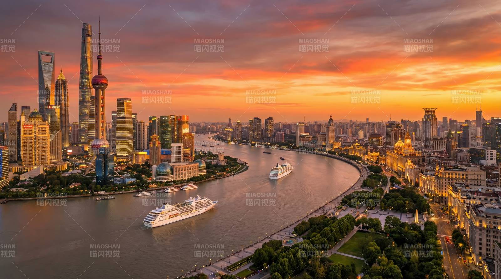 上海黄昏天际线图片