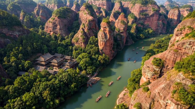 丹霞山水画卷图片