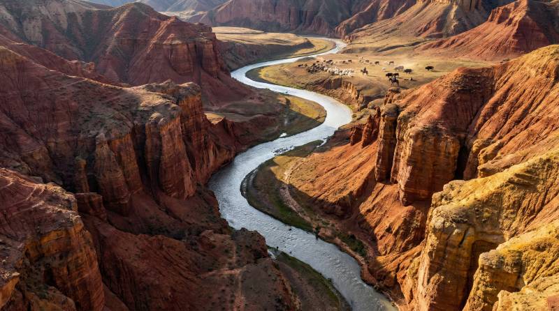 峡谷河流蜿蜒图片