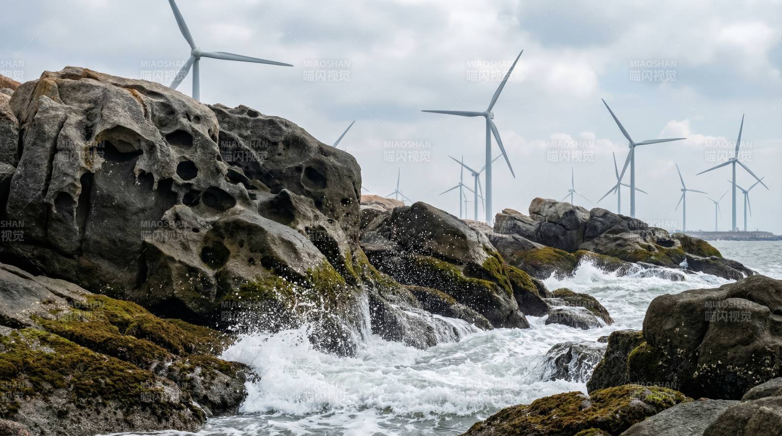 风车与海岩图片