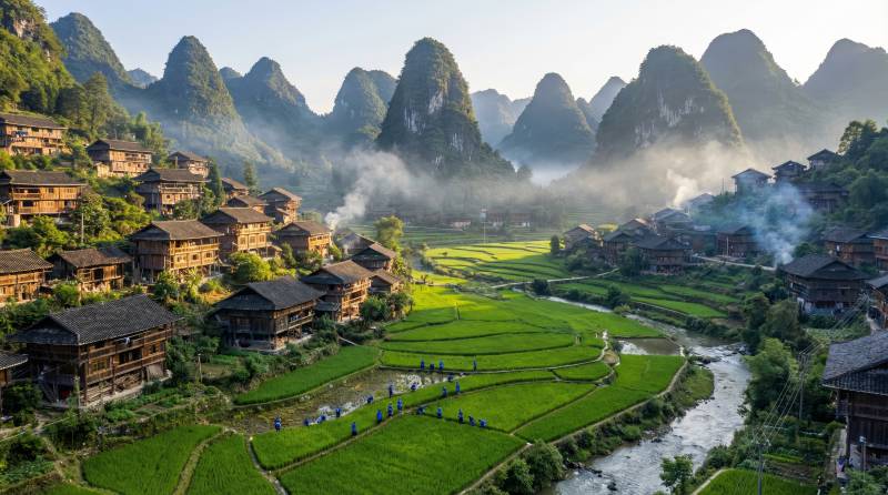 山水田园风光图片