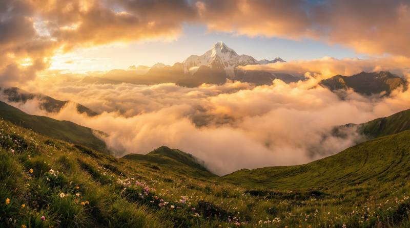 云海山巅日出图片