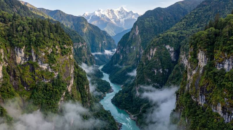 峡谷云雾缭绕图片