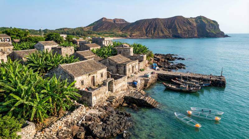 海边古村落风光图片