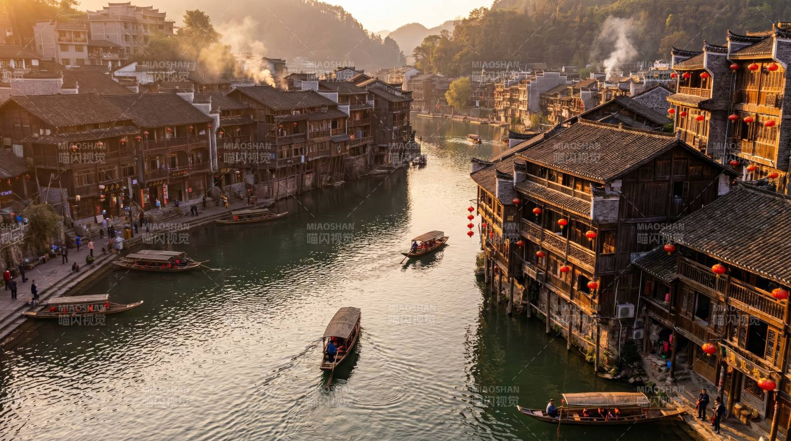 古镇水乡晨景图片