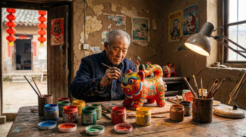 匠心彩绘泥偶图片