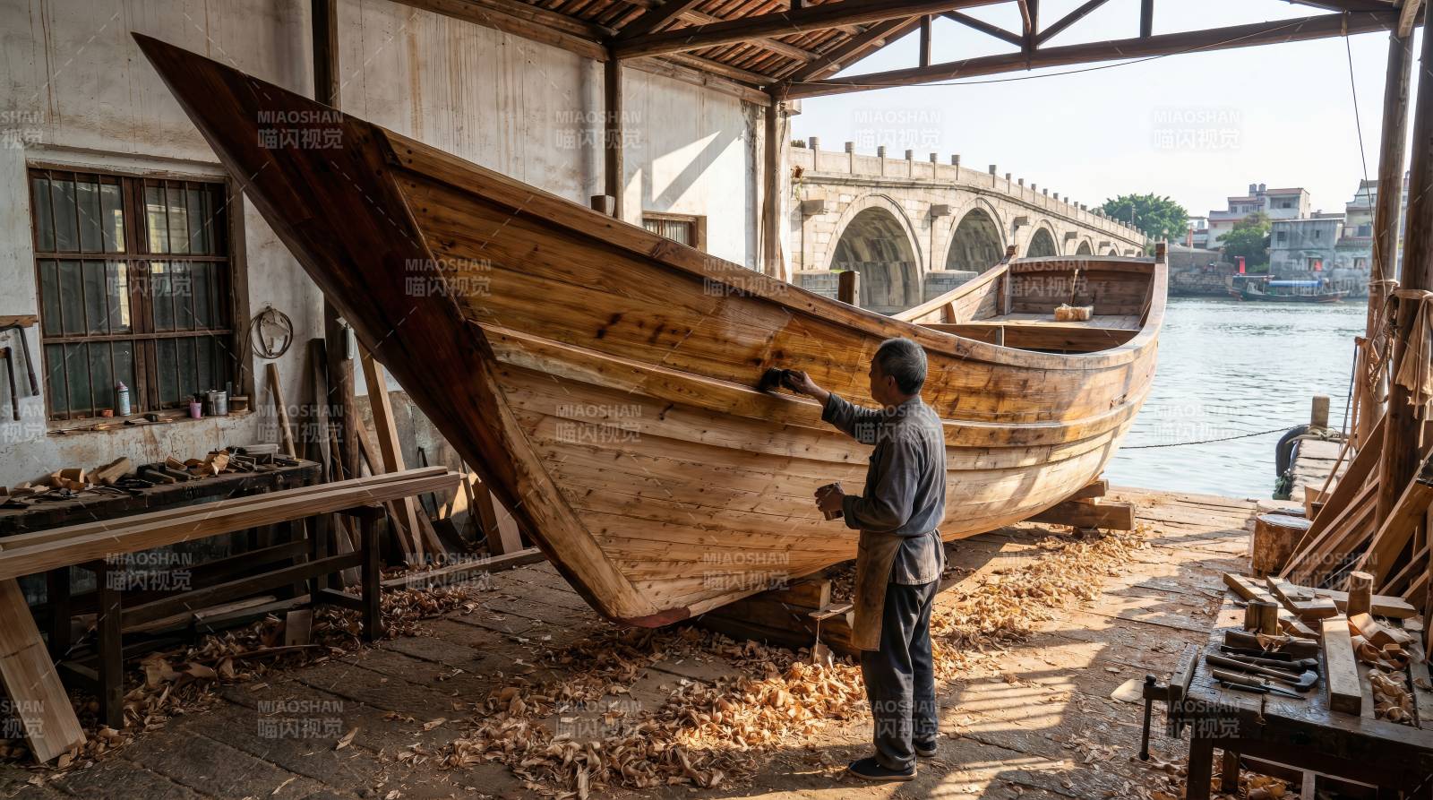 木船匠人匠心独运图片