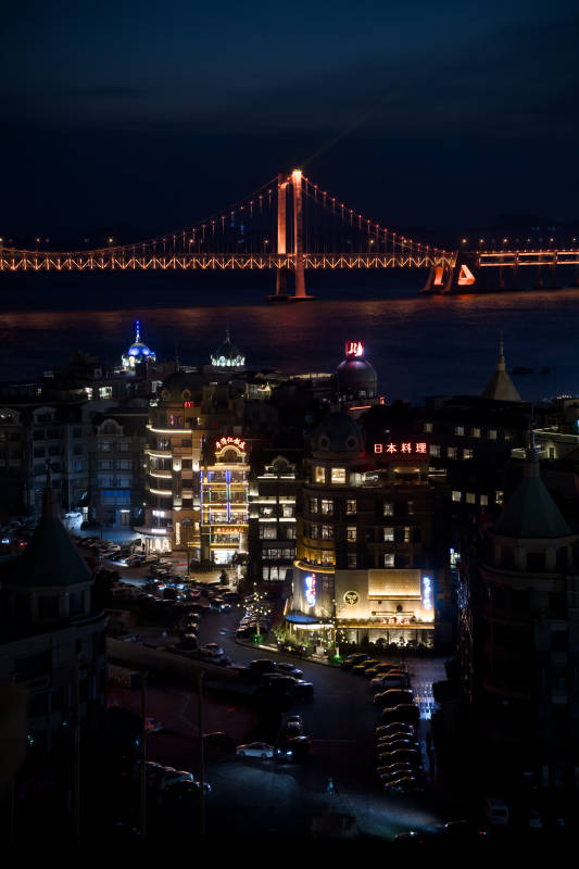 夜幕下的星海湾大桥图片