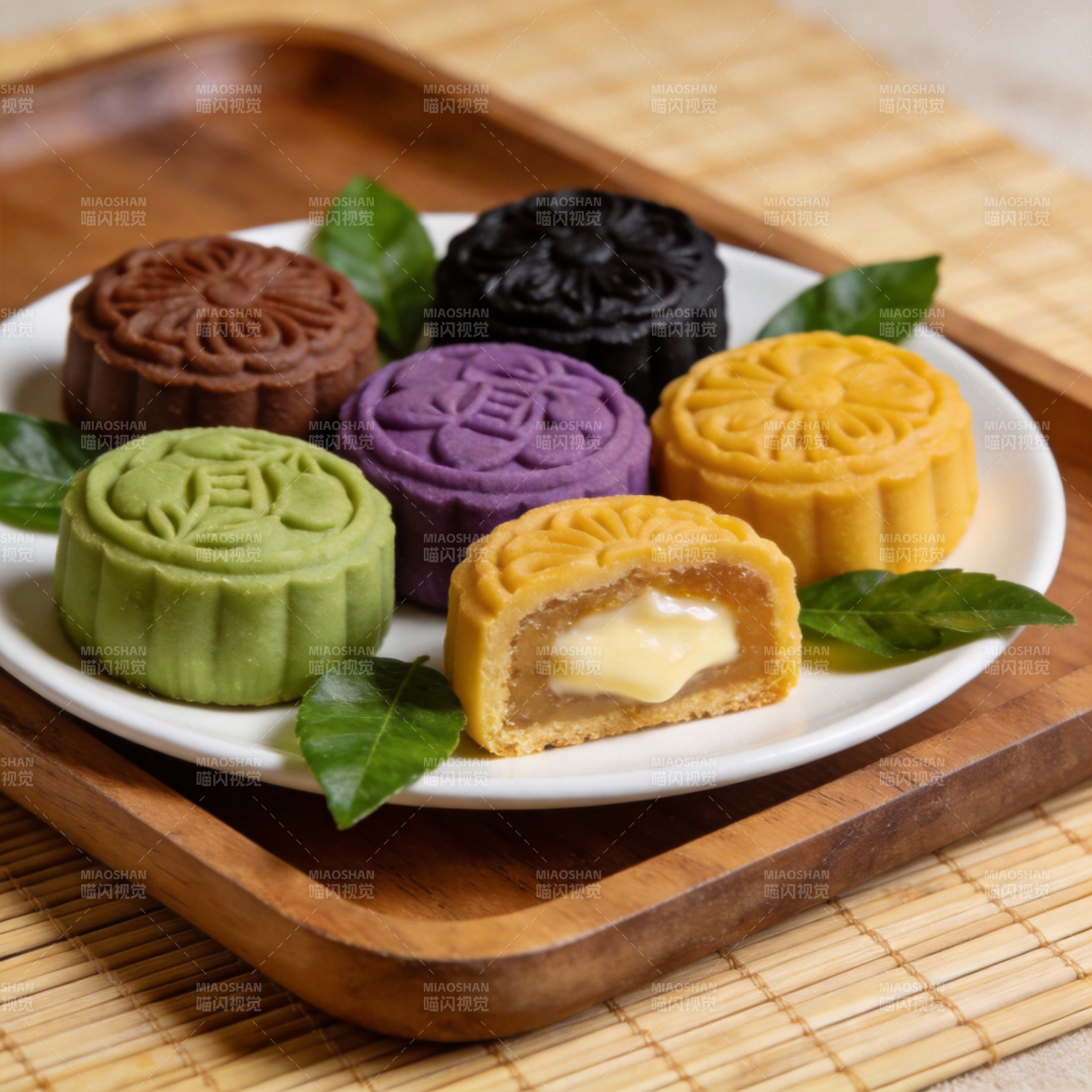 五色月饼 美味诱人图片