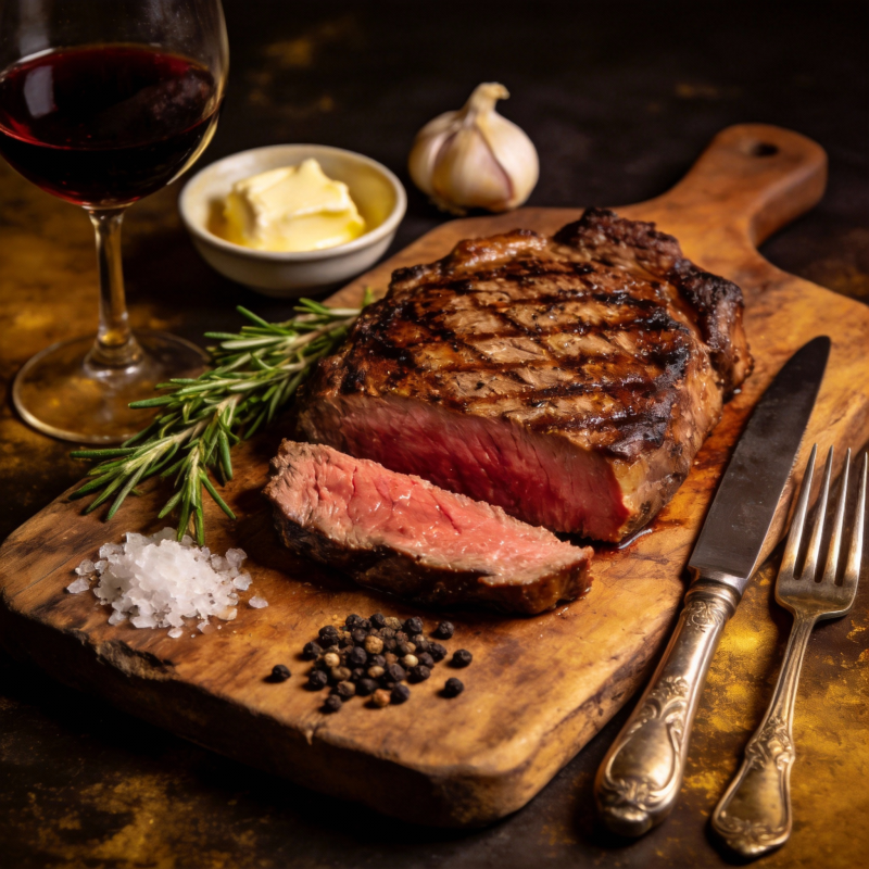 牛排配红酒图片