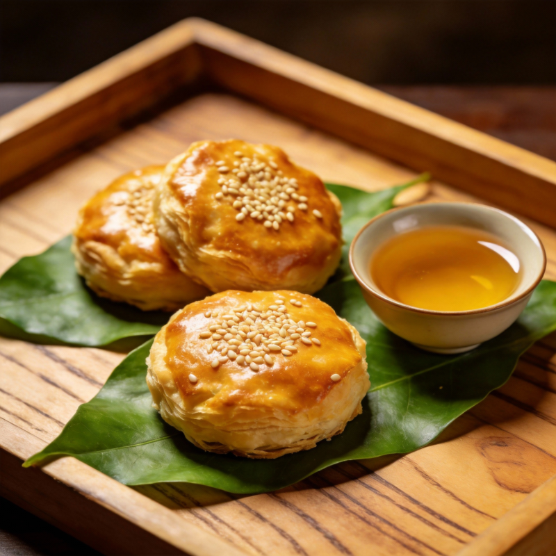 金黄酥饼配茶香图片