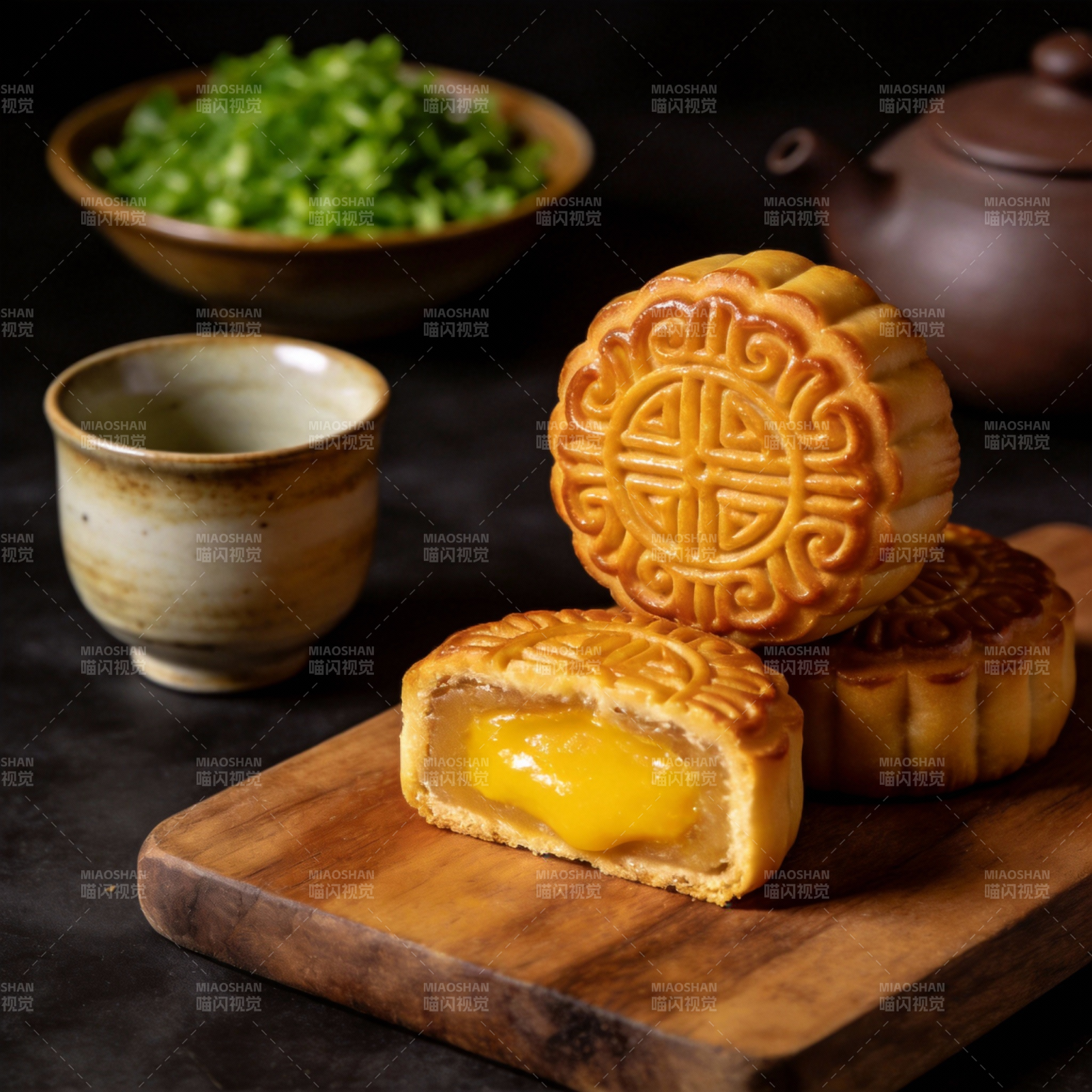 中秋月饼与茶香图片