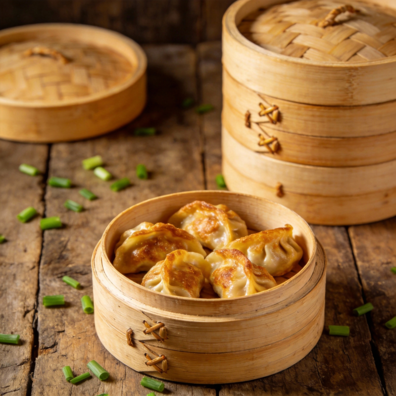 蒸笼里的美味饺子图片