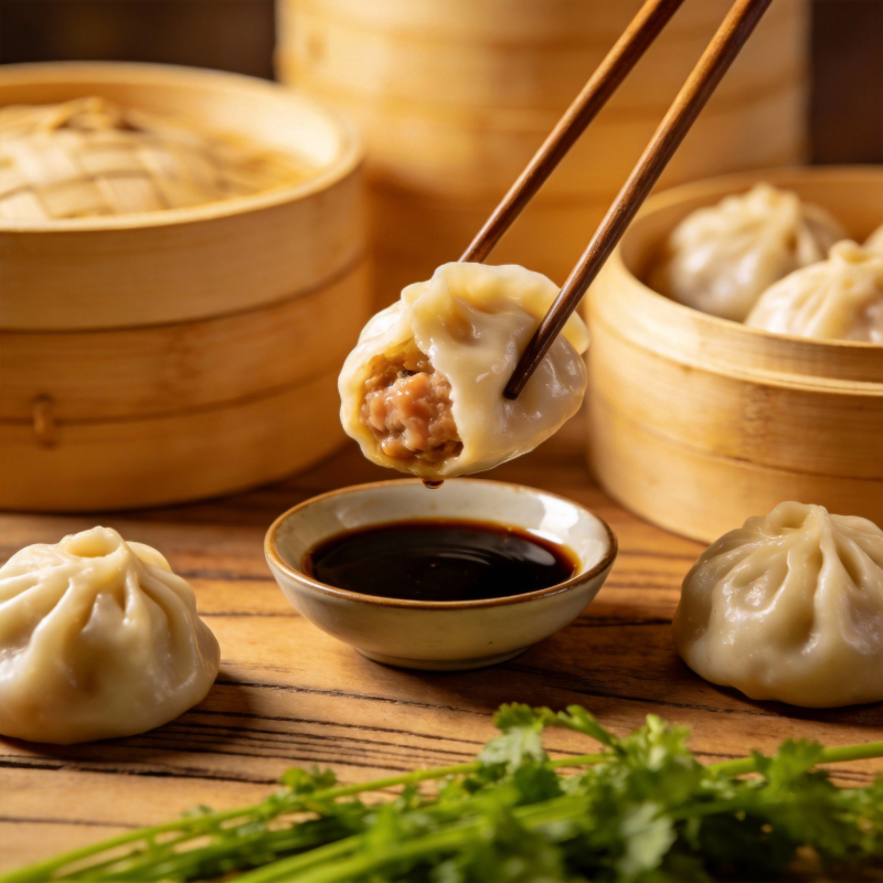 蒸饺配酱 美味诱人图片