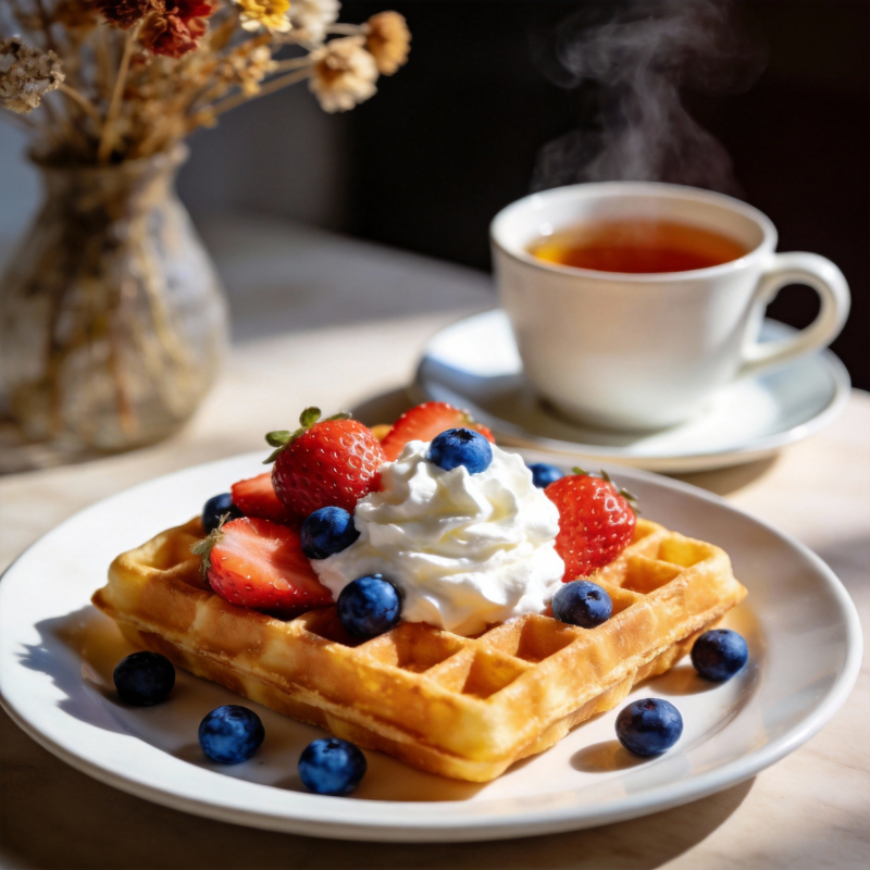 草莓蓝莓华夫饼图片