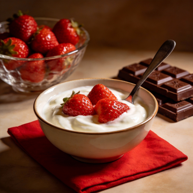 草莓酸奶配巧克力图片