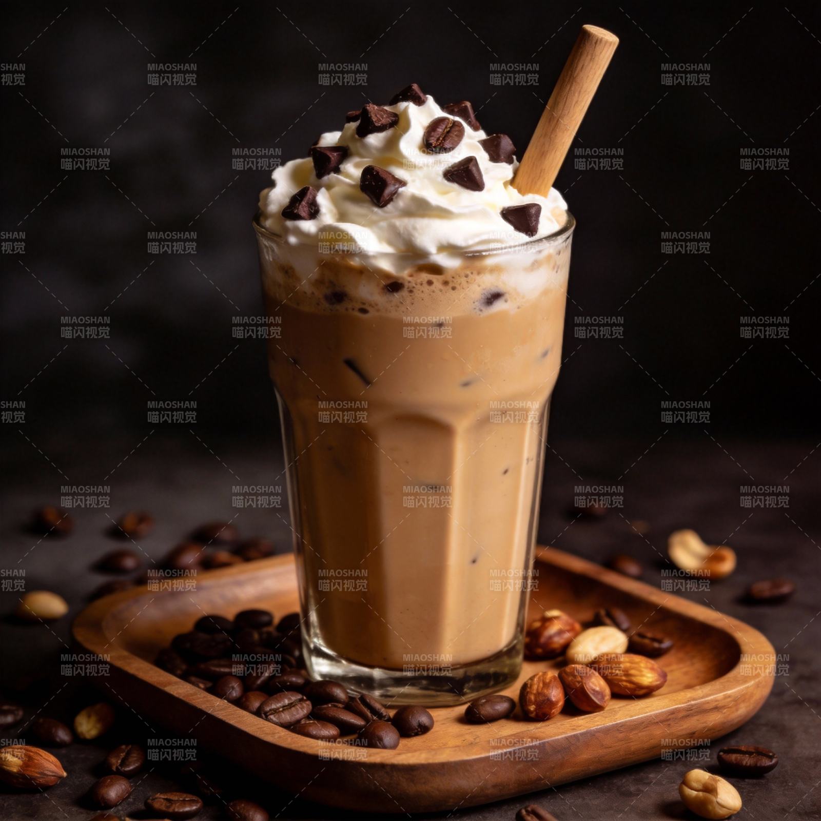 冰咖啡配奶油巧克力图片