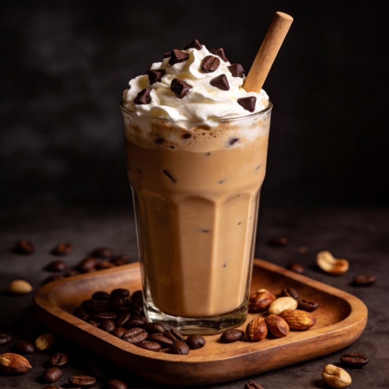 冰咖啡配奶油巧克力图片