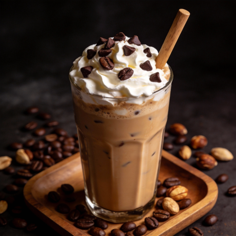 冰咖啡配奶油巧克力图片