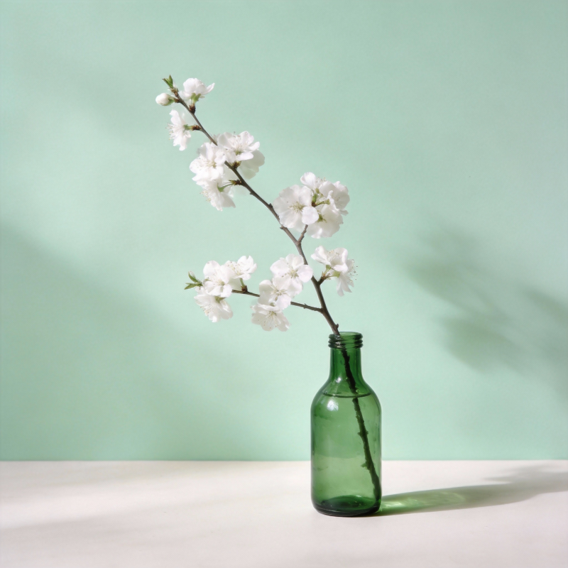 花枝绿瓶静谧美图片