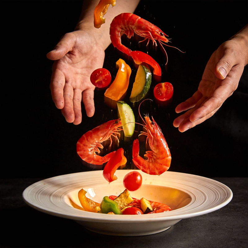 美味海鲜跃入盘图片