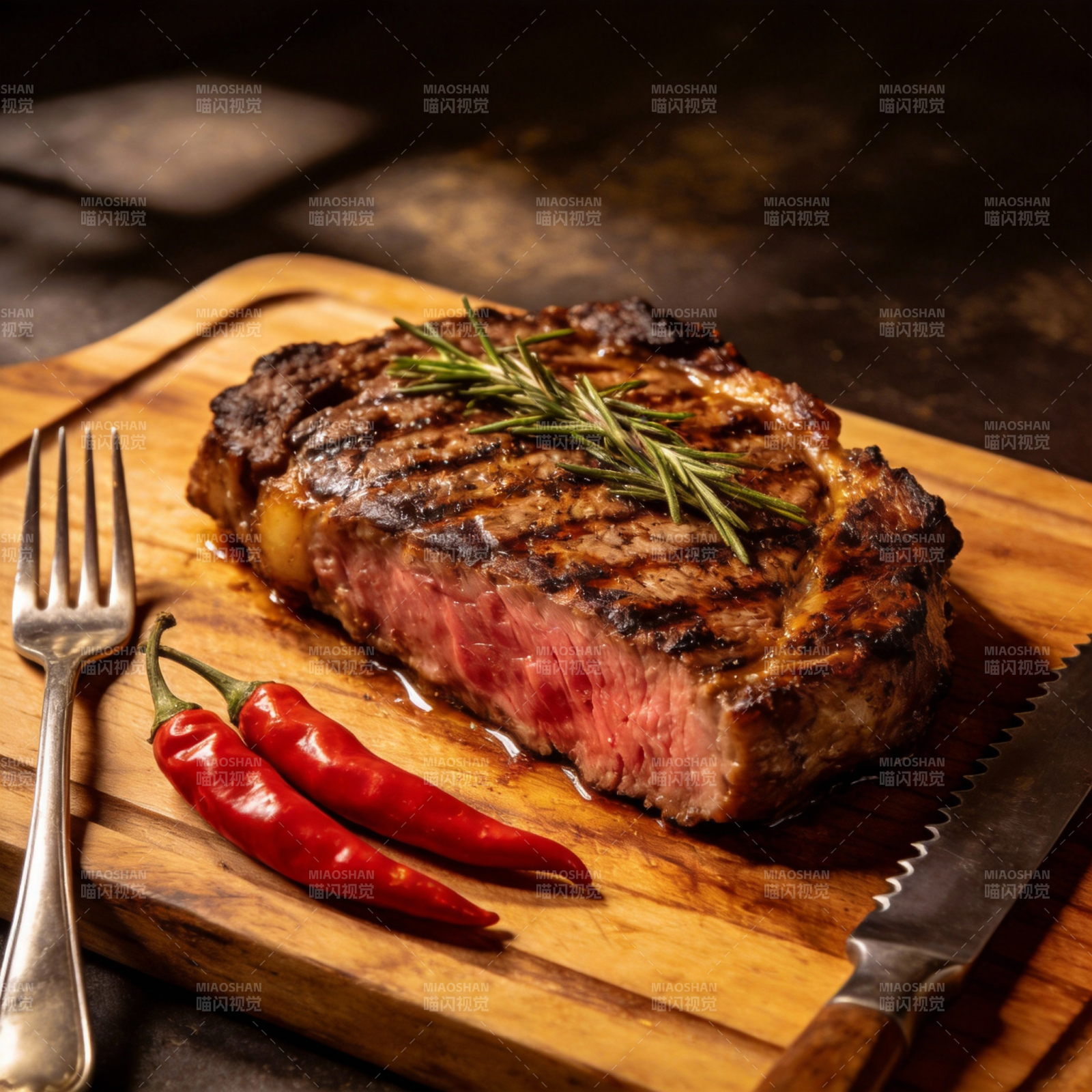 香煎牛排配红椒图片