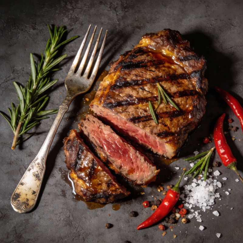 香煎牛排配迷迭香图片