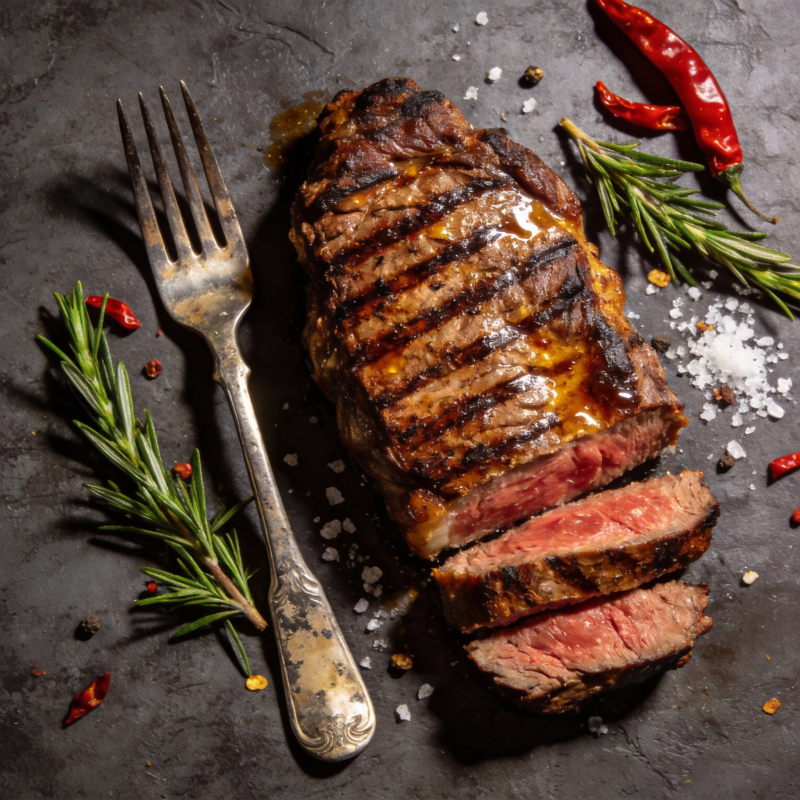 香煎牛排配迷迭香图片