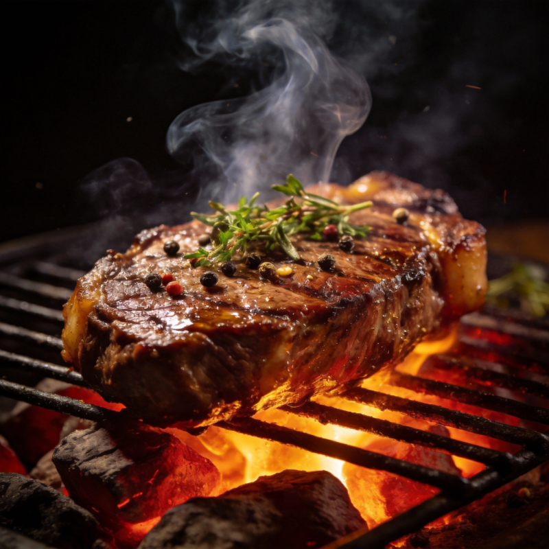 炭火炙烤牛排图片