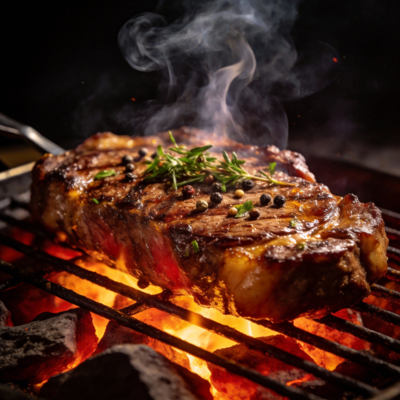 炭火烤牛排图片